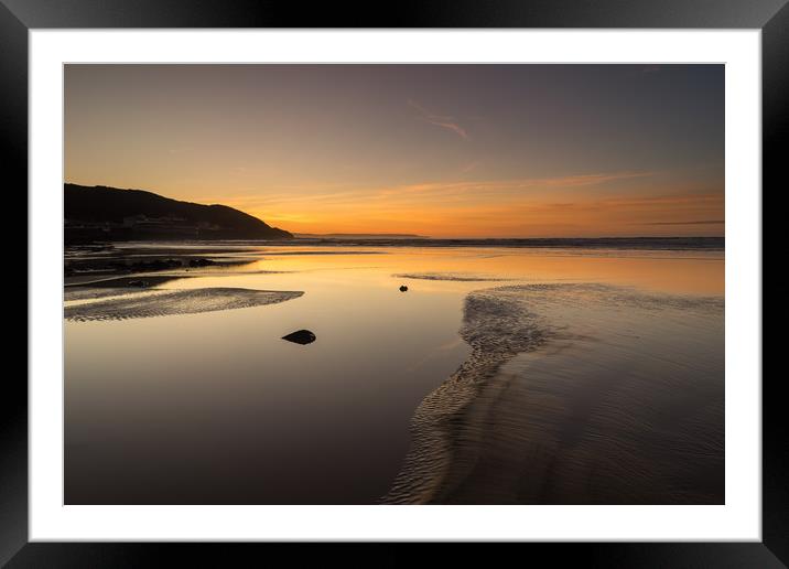 North Devon tranquil  sunset Framed Mounted Print by Tony Twyman
