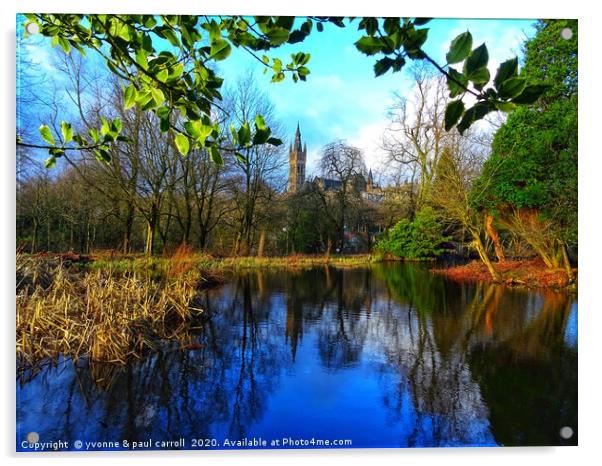 Glasgow University tower from Kelvingrove Park Acrylic by yvonne & paul carroll