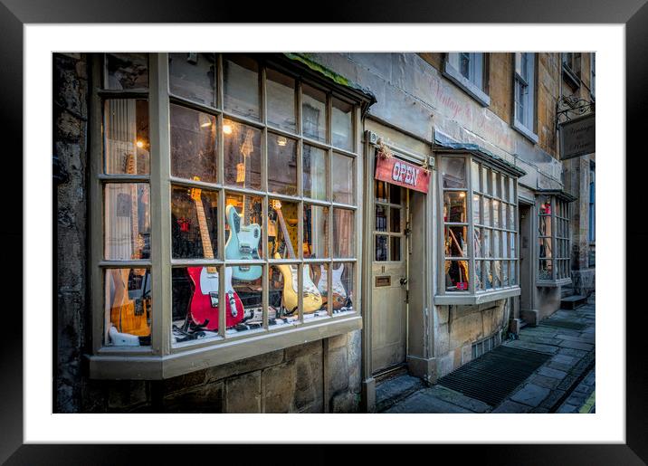 Guitar Shop, Bath Framed Mounted Print by Richard Downs