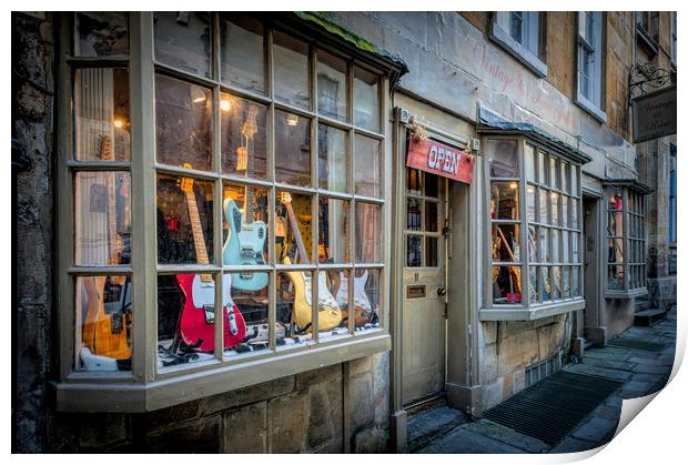 Guitar Shop, Bath Print by Richard Downs