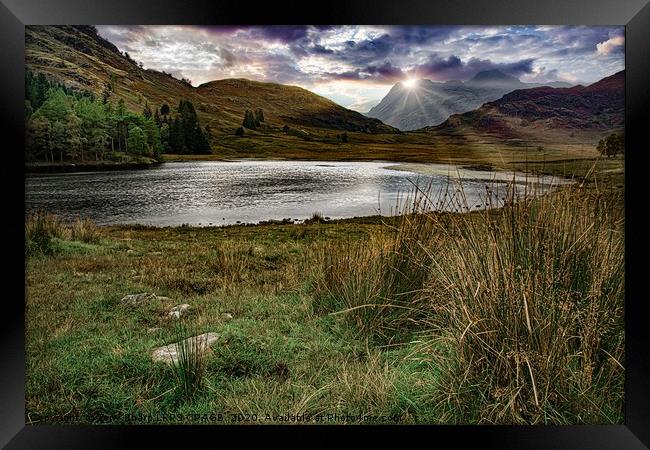 THE LANGDALE PIKES VIEWED OVER BLEA TARN Framed Print by Tony Sharp LRPS CPAGB