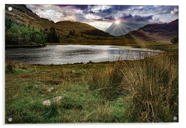 THE LANGDALE PIKES VIEWED OVER BLEA TARN Acrylic by Tony Sharp LRPS CPAGB