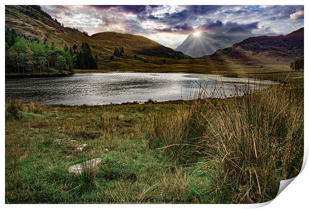 THE LANGDALE PIKES VIEWED OVER BLEA TARN Print by Tony Sharp LRPS CPAGB