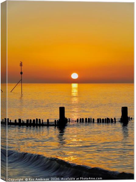 Hunstanton at Sunset Canvas Print by Ros Ambrose