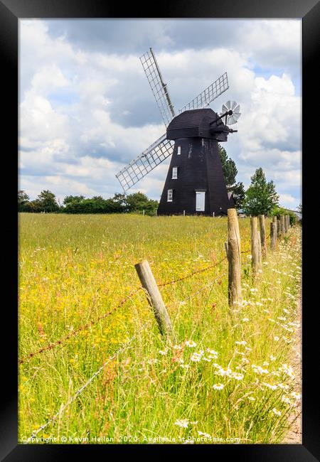 Lacey Green windmill Framed Print by Kevin Hellon