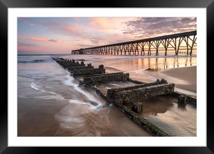 Steetley Pier at sunrise Framed Mounted Print by Marcia Reay