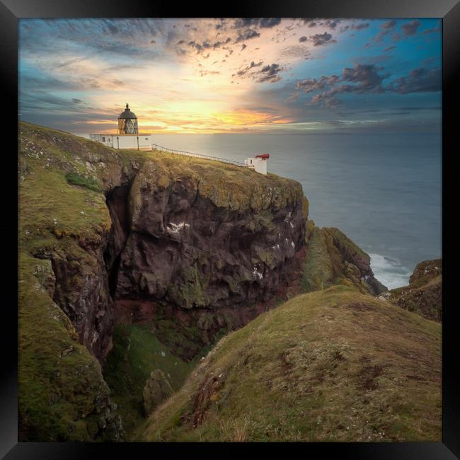 St Abbs Lighthouse, Scotland Framed Print by Marcia Reay