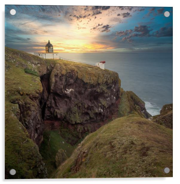 St Abbs Lighthouse, Scotland Acrylic by Marcia Reay