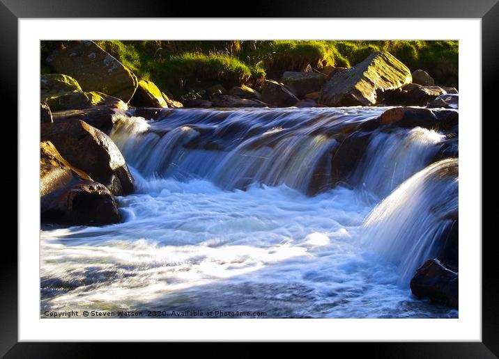 Falls on the River Caldew Framed Mounted Print by Steven Watson