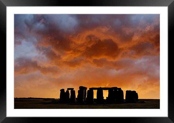 New Dawn ..... Stonehenge Framed Mounted Print by Dave Turner
