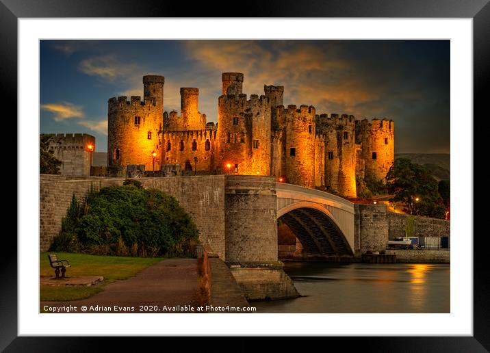 Lights On Conwy Castle Framed Mounted Print by Adrian Evans