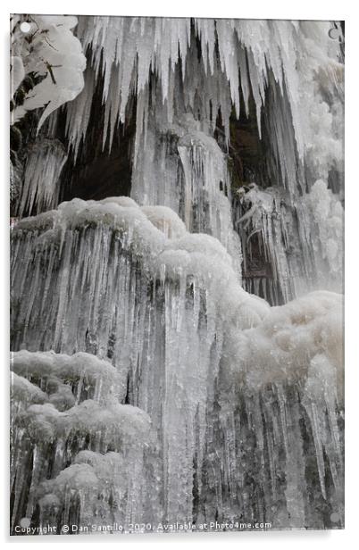 A Frozen Melincourt Waterfall, Resolven Acrylic by Dan Santillo