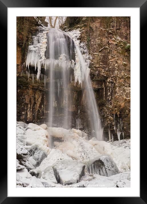 A Frozen Melincourt Waterfall, Resolven Framed Mounted Print by Dan Santillo