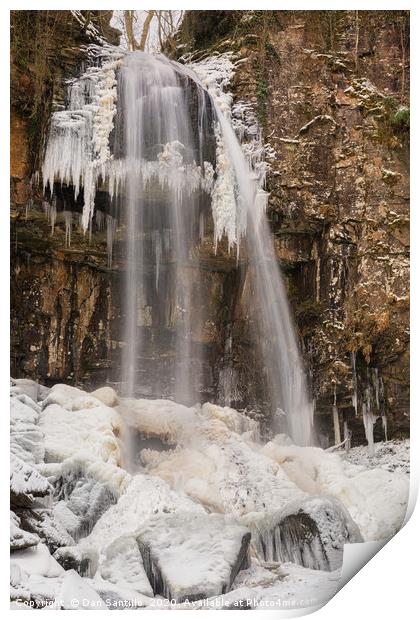 A Frozen Melincourt Waterfall, Resolven Print by Dan Santillo