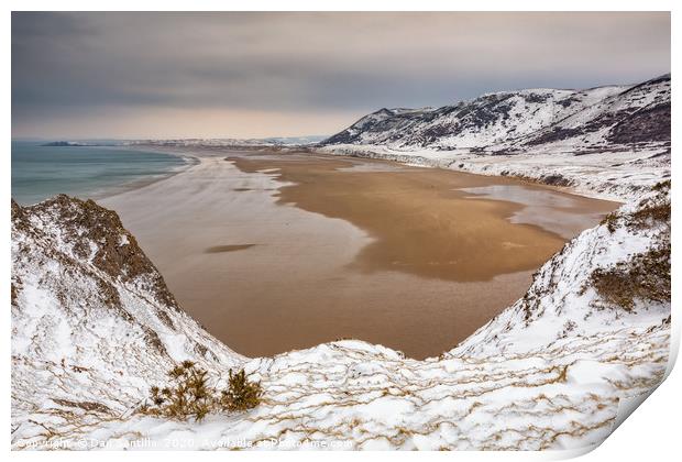 Rhossili Bay in the winter Print by Dan Santillo