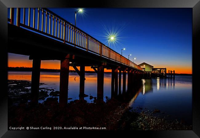 Victoria Point Jetty Sunrise Framed Print by Shaun Carling