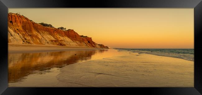 Sunset and red rocks Praia da Falesia Framed Print by Naylor's Photography