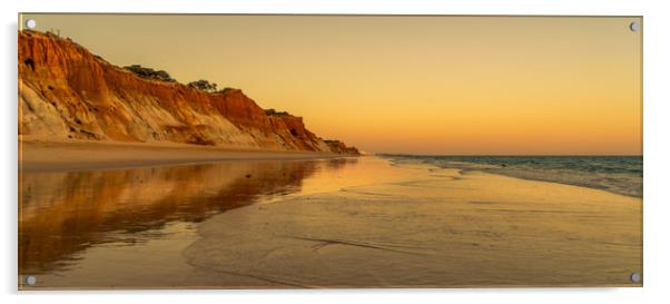 Sunset and red rocks Praia da Falesia Acrylic by Naylor's Photography