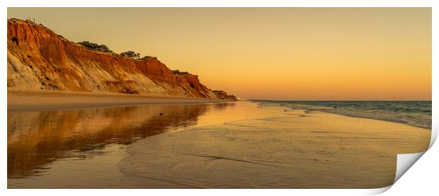 Sunset and red rocks Praia da Falesia Print by Naylor's Photography