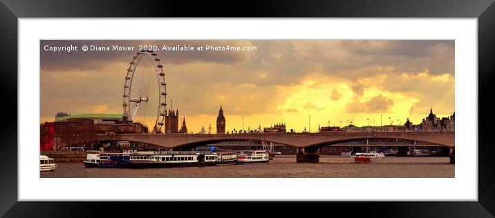 Waterloo Bridge Sunset Framed Mounted Print by Diana Mower