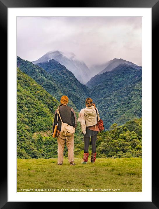 Young Backpackers at top of Mountain Framed Mounted Print by Daniel Ferreira-Leite