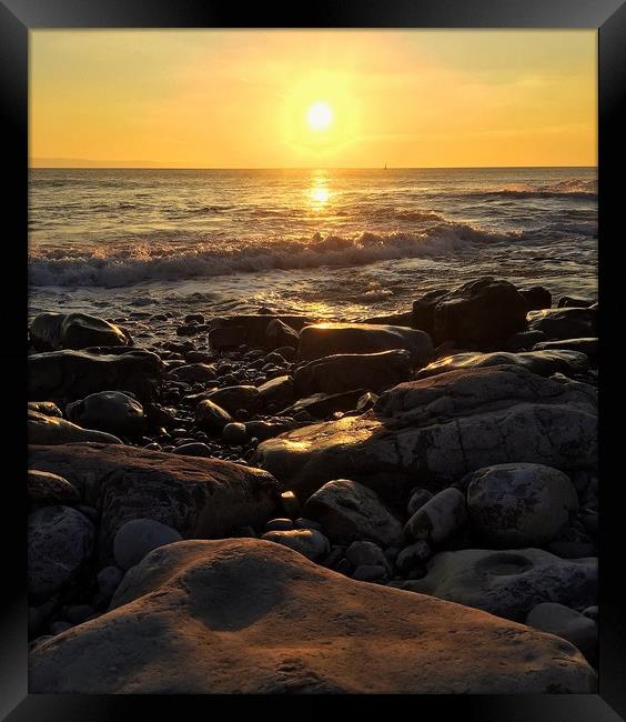 Sunset at Nash Point Framed Print by Tracey Leonard