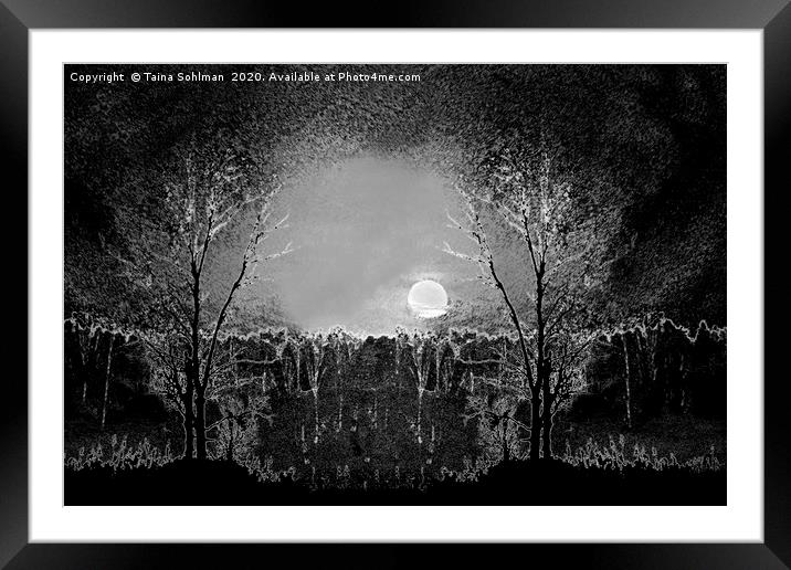 Full Moon Magic, Monochrome Framed Mounted Print by Taina Sohlman