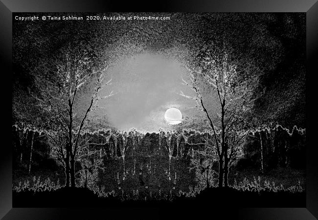 Full Moon Magic, Monochrome Framed Print by Taina Sohlman
