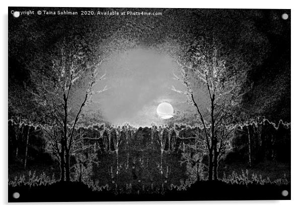 Full Moon Magic, Monochrome Acrylic by Taina Sohlman