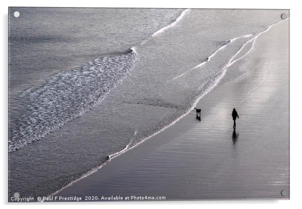 Siver Sea at Goodrington Beach Acrylic by Paul F Prestidge