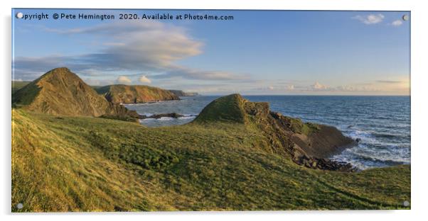 North Devon coast from Hartland Acrylic by Pete Hemington