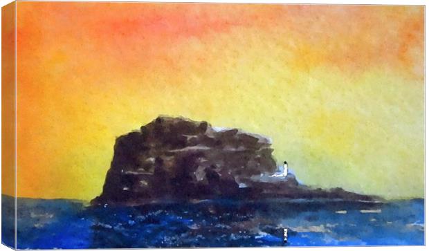 BASS ROCK  HAND PAINTING Canvas Print by dale rys (LP)