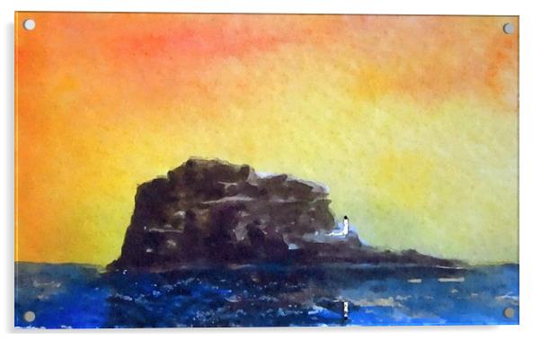 BASS ROCK  HAND PAINTING Acrylic by dale rys (LP)