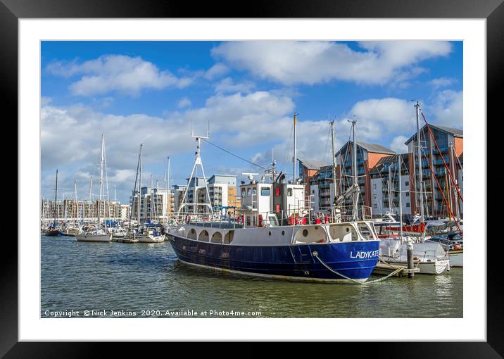 Portishead Marina and Moored Boats Somerset Framed Mounted Print by Nick Jenkins
