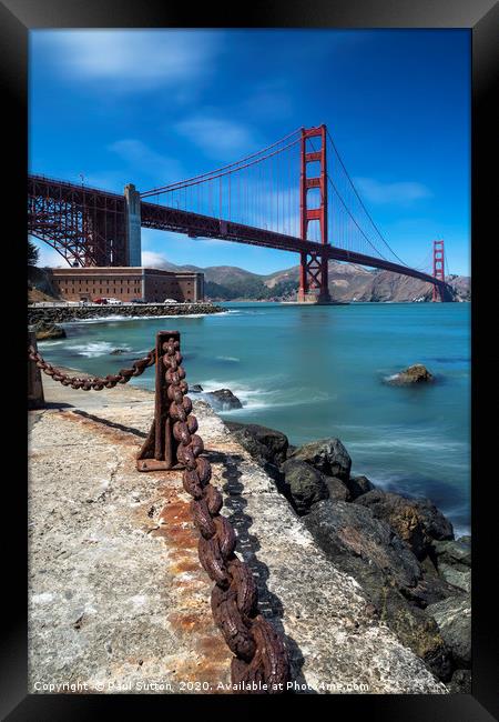 Golden Gate Bridge & Chains Framed Print by Paul Sutton
