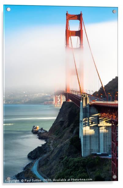 Golden Gate Bridge & Low Cloud Acrylic by Paul Sutton