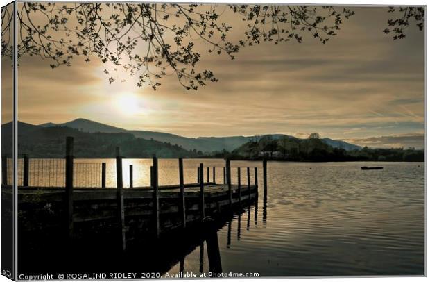 "Clouds and mist at sunset Derwentwater" Canvas Print by ROS RIDLEY
