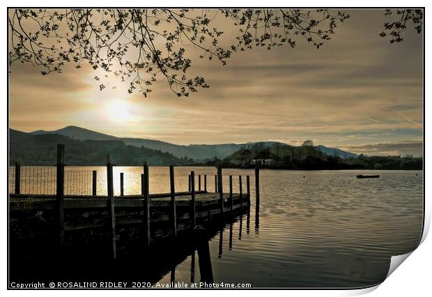 "Clouds and mist at sunset Derwentwater" Print by ROS RIDLEY