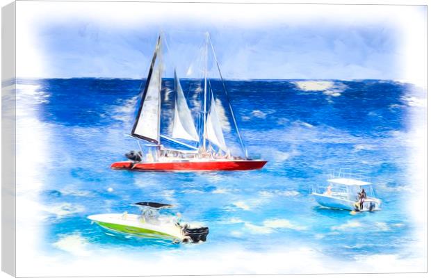 Caribbean Catamaran Art Canvas Print by David Pyatt