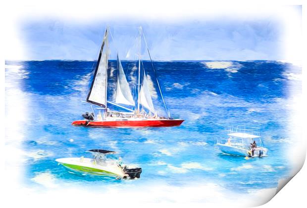 Caribbean Catamaran Art Print by David Pyatt