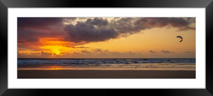 Sunset Kite surfer Framed Mounted Print by Gary Schulze