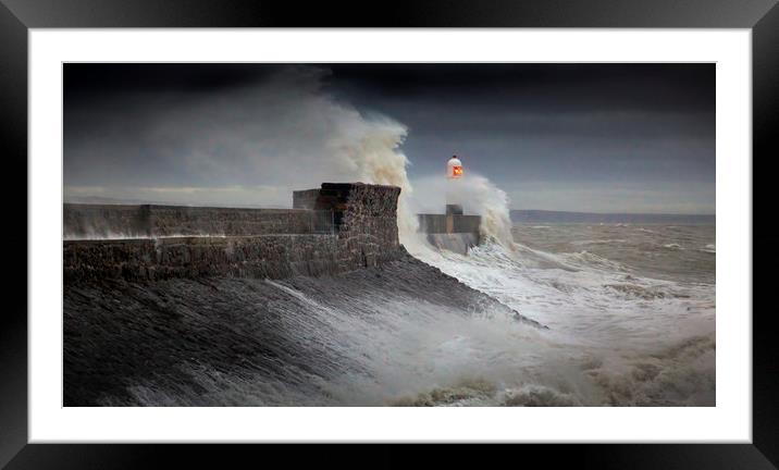 Storm Ciara reaches the Welsh coast Framed Mounted Print by Leighton Collins
