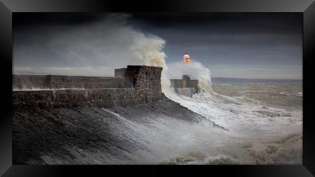 Storm Ciara reaches the Welsh coast Framed Print by Leighton Collins