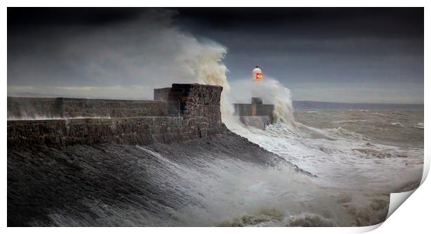 Storm Ciara reaches the Welsh coast Print by Leighton Collins