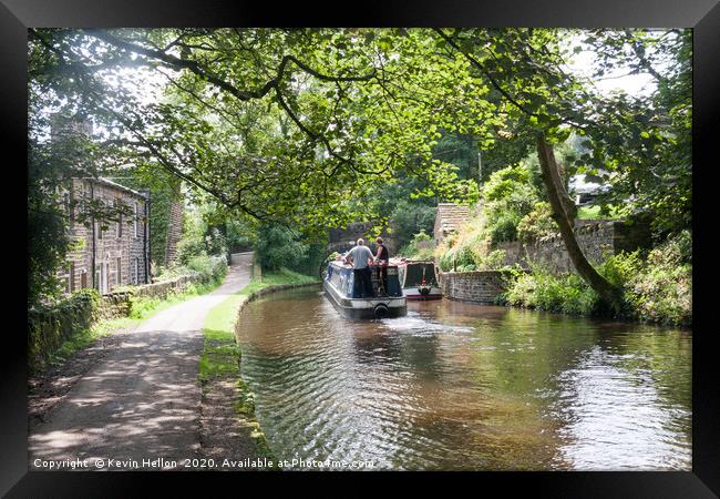 Pound and lock on the Huddersfield Narrow Canal, U Framed Print by Kevin Hellon