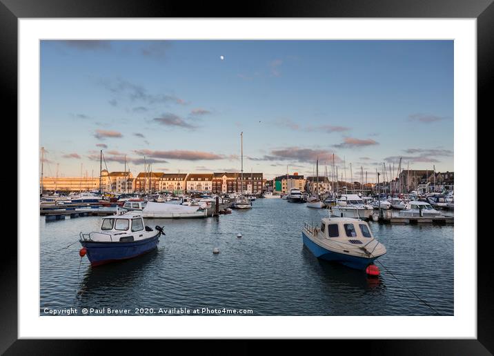 Weymouth Marina in Winter Framed Mounted Print by Paul Brewer