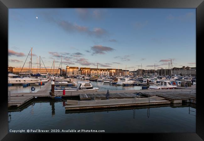 Weymouth Marina at Sunset Framed Print by Paul Brewer
