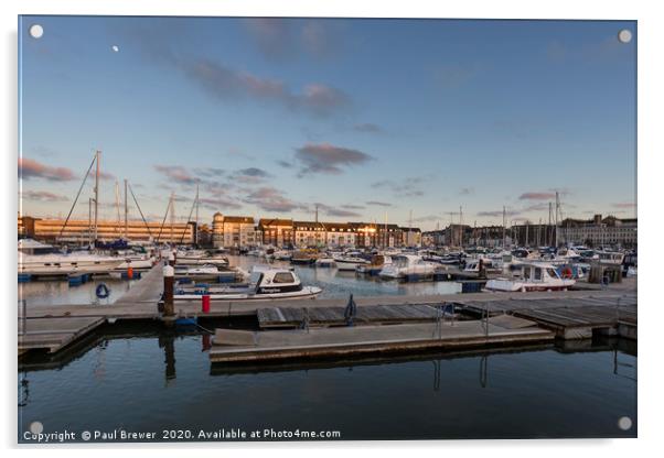 Weymouth Marina at Sunset Acrylic by Paul Brewer