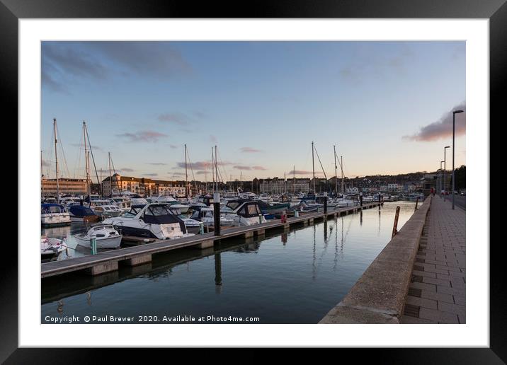 Weymouth Marina at Sunset Framed Mounted Print by Paul Brewer