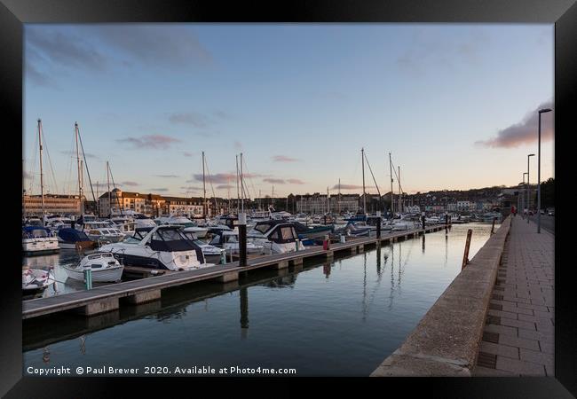 Weymouth Marina at Sunset Framed Print by Paul Brewer